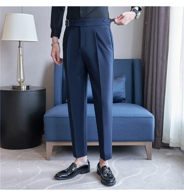 Men Suit Pants Trousers 2023 Autumn New British Style Stretch Slim Formal Pantalone Hombre Solid Casual Dress Pants Men Clothing