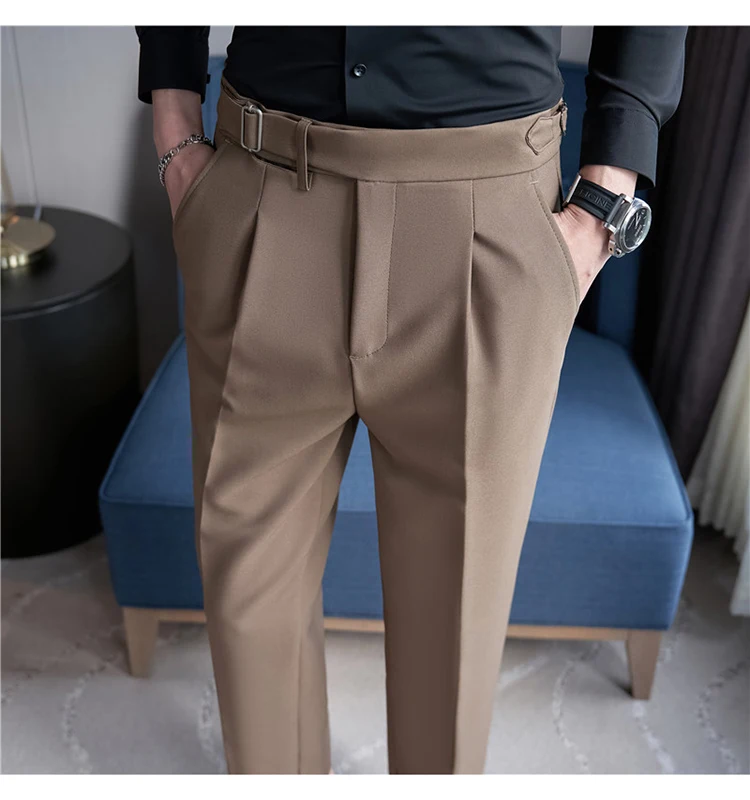 Men Suit Pants Trousers 2023 Autumn New British Style Stretch Slim Formal Pantalone Hombre Solid Casual Dress Pants Men Clothing