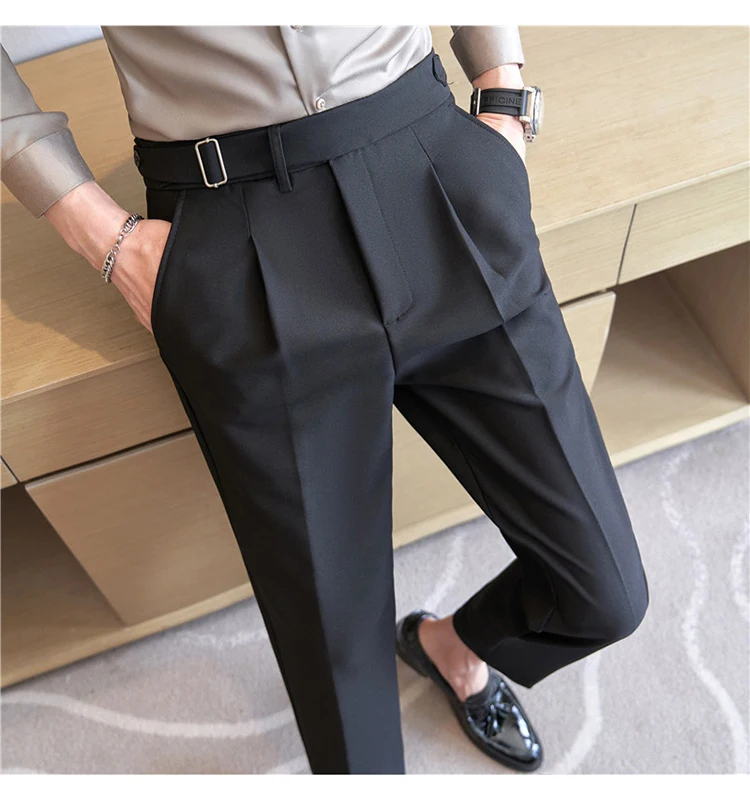 Men Suit Pants Trousers 2023 Autumn New British Style Stretch Slim Formal Pantalone Hombre Solid Casual Dress Pants Men Clothing