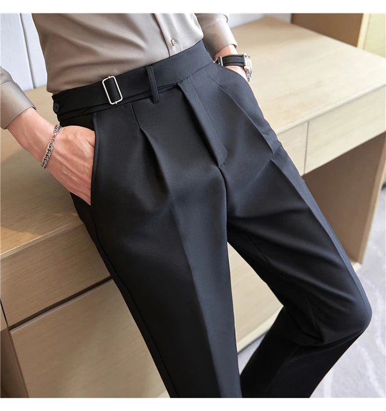 Men Suit Pants Trousers 2023 Autumn New British Style Stretch Slim Formal Pantalone Hombre Solid Casual Dress Pants Men Clothing