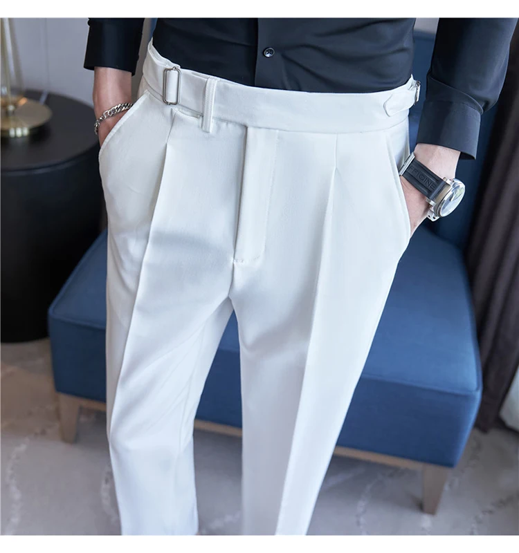 Men Suit Pants Trousers 2023 Autumn New British Style Stretch Slim Formal Pantalone Hombre Solid Casual Dress Pants Men Clothing