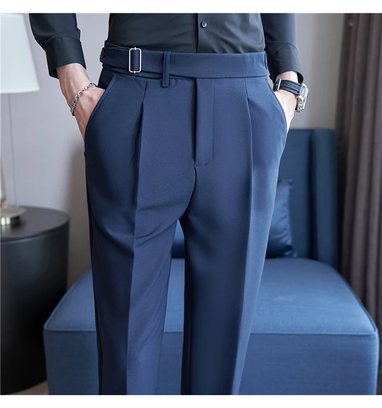 Men Suit Pants Trousers 2023 Autumn New British Style Stretch Slim Formal Pantalone Hombre Solid Casual Dress Pants Men Clothing