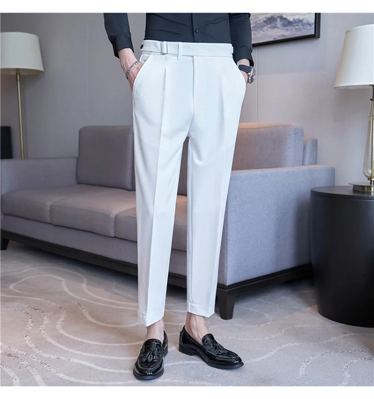 Men Suit Pants Trousers 2023 Autumn New British Style Stretch Slim Formal Pantalone Hombre Solid Casual Dress Pants Men Clothing