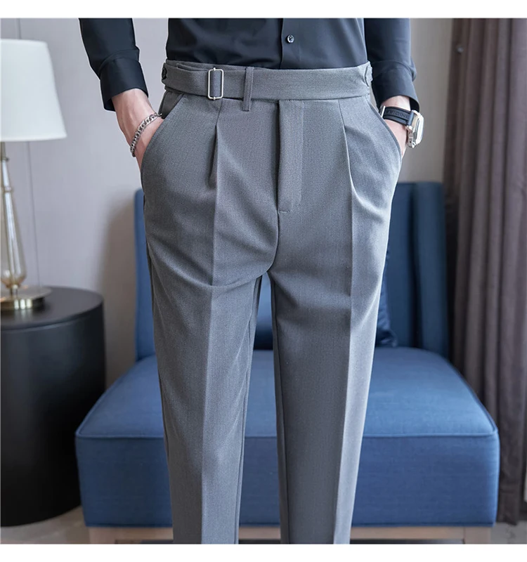 Men Suit Pants Trousers 2023 Autumn New British Style Stretch Slim Formal Pantalone Hombre Solid Casual Dress Pants Men Clothing