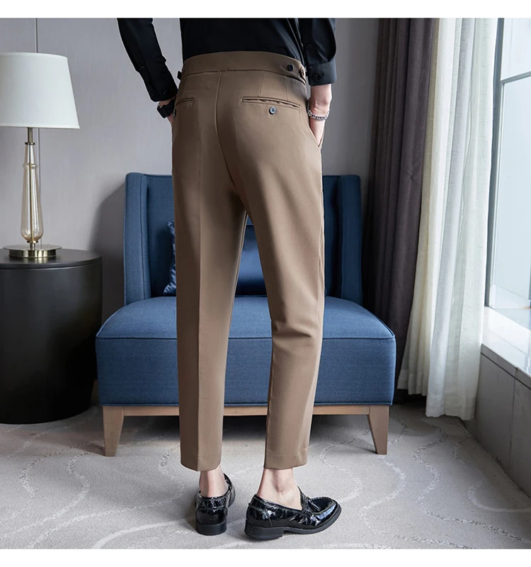 Men Suit Pants Trousers 2023 Autumn New British Style Stretch Slim Formal Pantalone Hombre Solid Casual Dress Pants Men Clothing