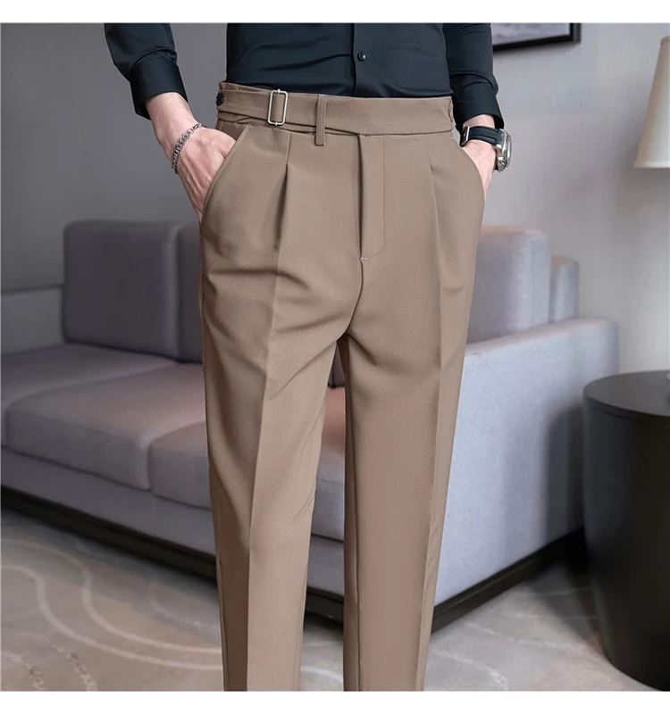 Men Suit Pants Trousers 2023 Autumn New British Style Stretch Slim Formal Pantalone Hombre Solid Casual Dress Pants Men Clothing