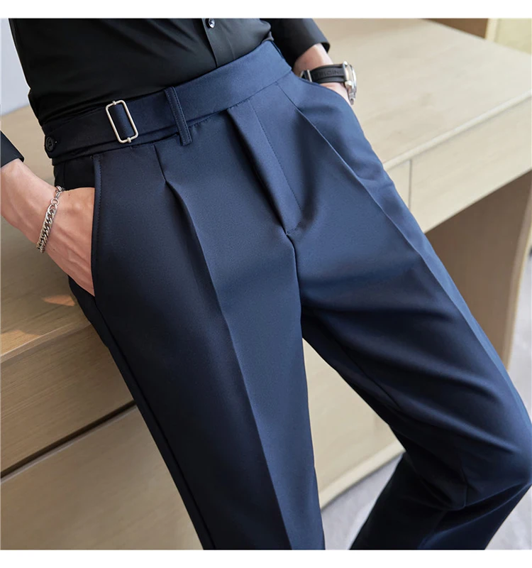 Men Suit Pants Trousers 2023 Autumn New British Style Stretch Slim Formal Pantalone Hombre Solid Casual Dress Pants Men Clothing