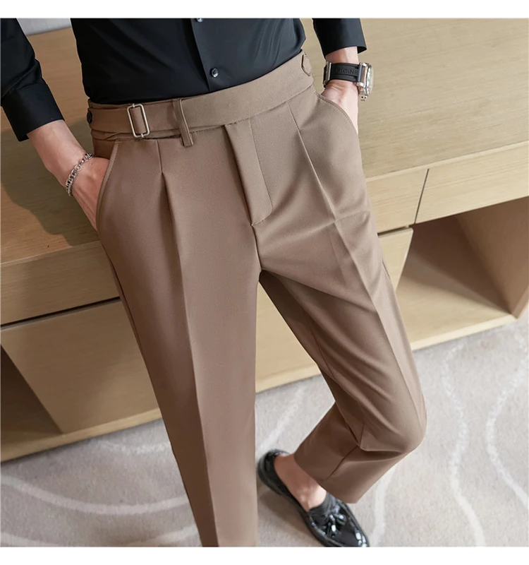 Men Suit Pants Trousers 2023 Autumn New British Style Stretch Slim Formal Pantalone Hombre Solid Casual Dress Pants Men Clothing