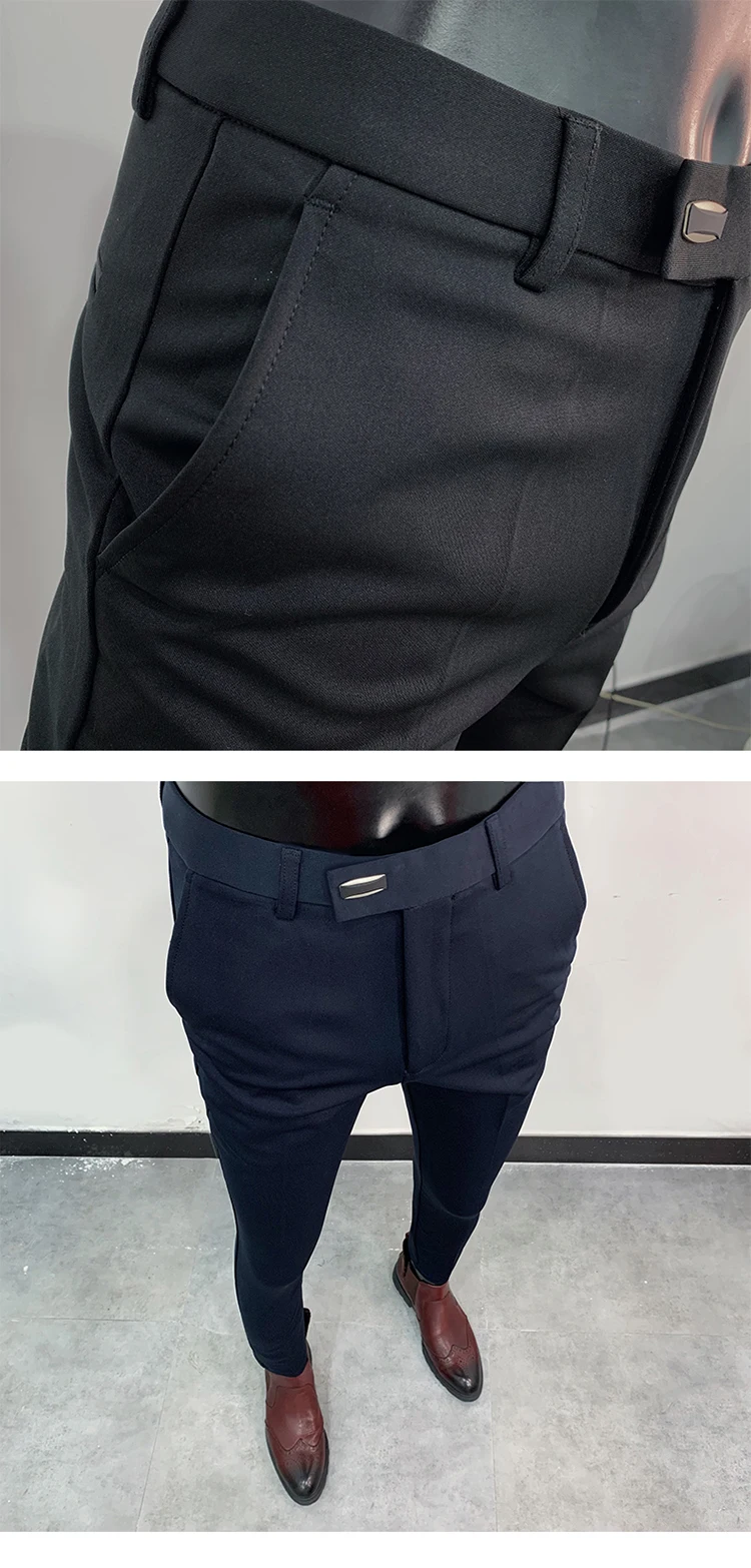 Men Suit Pants Dress Pantalone Hombre Stretch Slim Formal Trousers Calça Masculina Solid Color Casual Pants Fashion Men Clothing