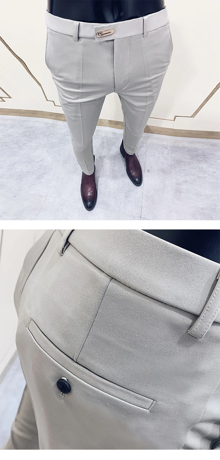Men Suit Pants Dress Pantalone Hombre Stretch Slim Formal Trousers Calça Masculina Solid Color Casual Pants Fashion Men Clothing