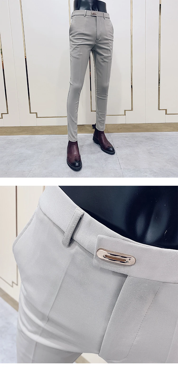 Men Suit Pants Dress Pantalone Hombre Stretch Slim Formal Trousers Calça Masculina Solid Color Casual Pants Fashion Men Clothing