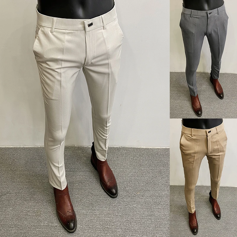 Alternative view of Men Suit Pants Dress Pantalone Hombre Stretch Slim Formal Trousers Calça Masculina Solid Color Casual Pants Fashion Men Clothing