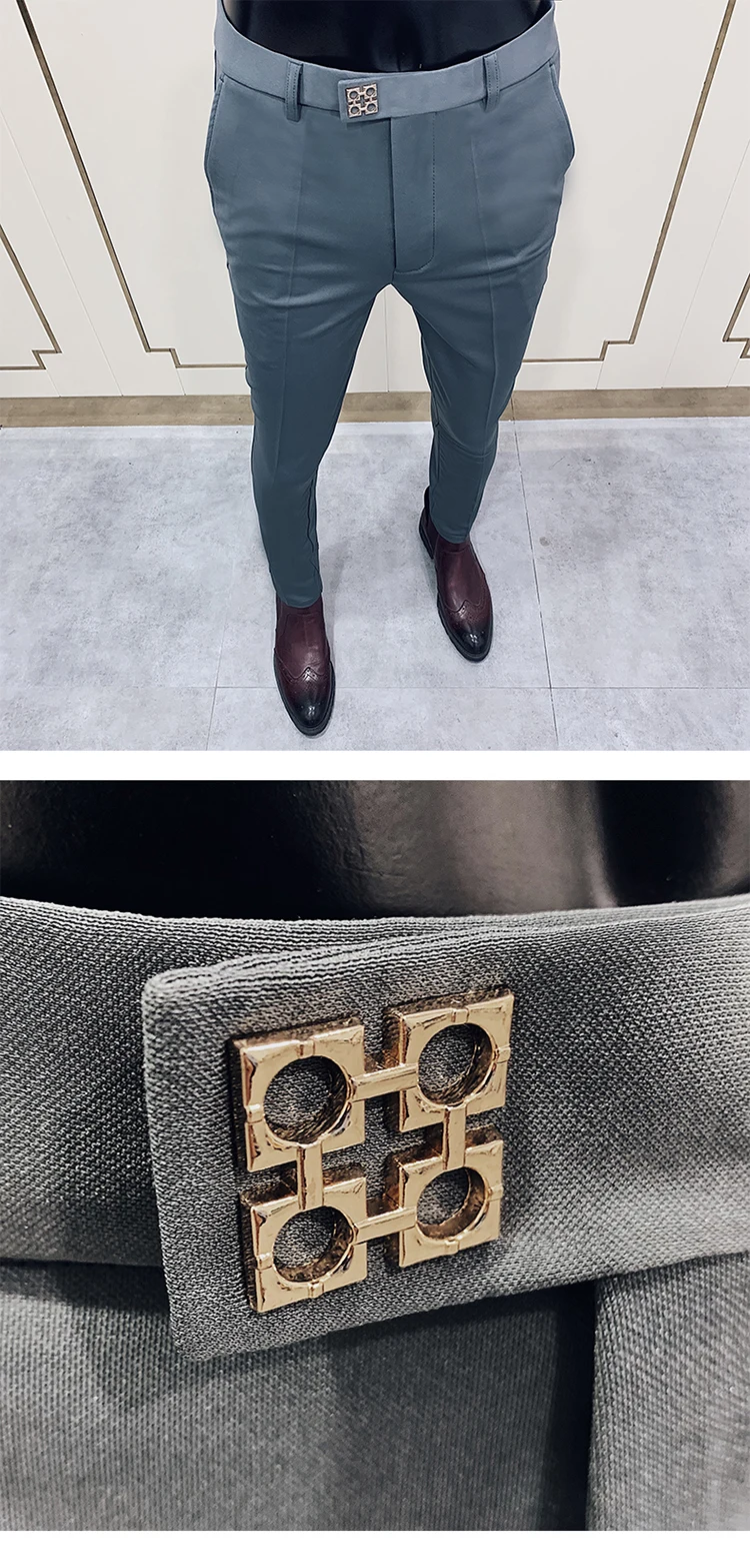 Men Suit Pants Dress Pantalone Hombre Stretch Slim Formal Trousers Calça Masculina Solid Color Casual Pants Fashion Men Clothing