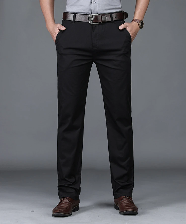 SHAN BAO Summer Brand New Men's Fitted Straight Thin Pants Classic Business Casual High Waist Cotton Stretch Trousers