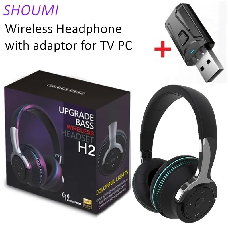 TV Bluetooth Headphones Wireless Headphon with Mic USB Adaptor Headset Noise Canceling Stereo Foldable Bass for TV Earphone
