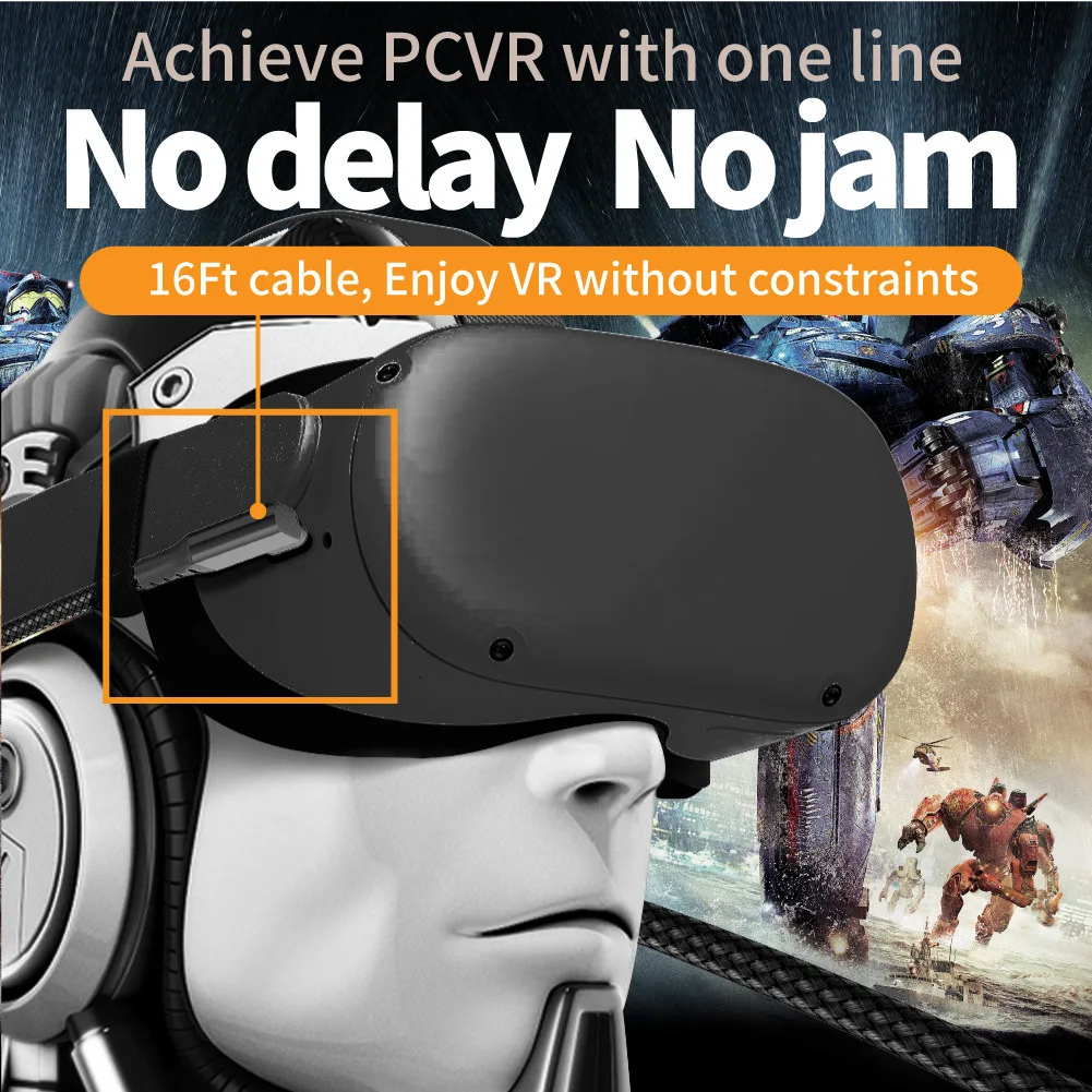 5M VR Link Cable for Meta Quest 3 Pico 4 HTC VR Headset USB 3.0 Quick Charge Cables Data Transfer for Oculus Quest 2 Accessories