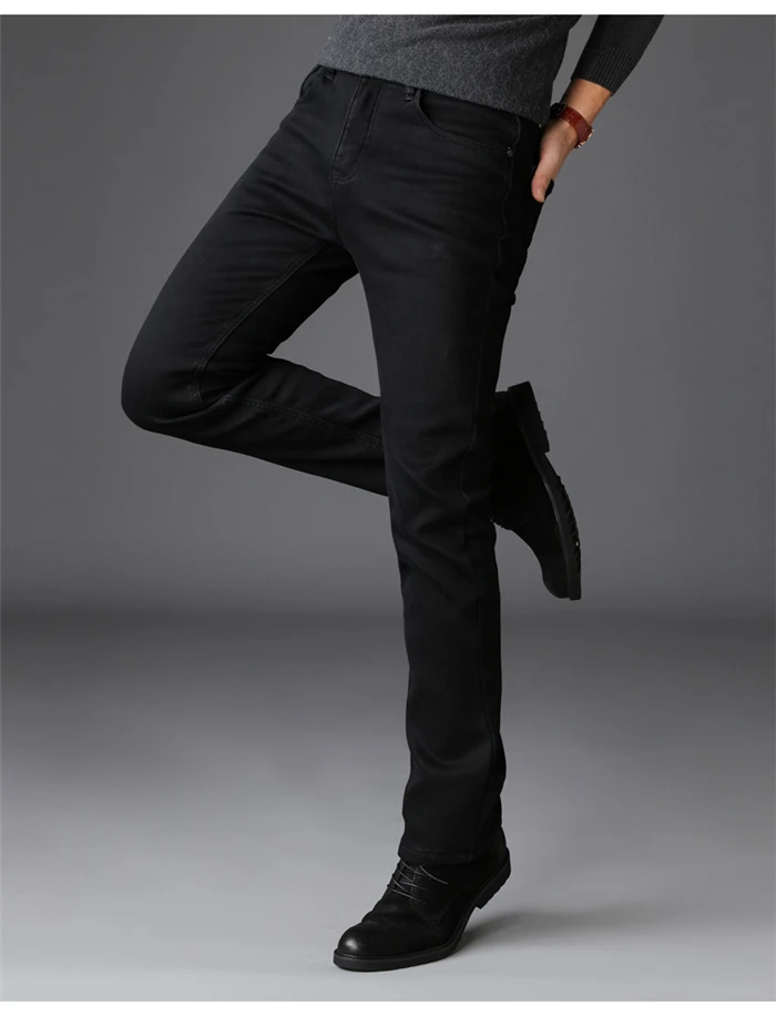 Men's Stretch Black Jeans Classic Style Business Fashion Pure Black Slim-fit Denim Pants Male Brand Casual Trousers Men's Stretch Black Jeans Classic Style Business Fashion Pure Black Slim-fit Denim Pants Male Brand Casual Trousers