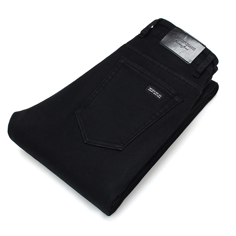 Alternative view of Men's Stretch Black Jeans Classic Style Business Fashion Pure Black Slim-fit Denim Pants Male Brand Casual Trousers