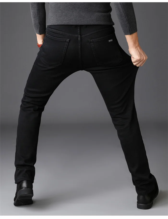 Men's Stretch Black Jeans Classic Style Business Fashion Pure Black Slim-fit Denim Pants Male Brand Casual Trousers Men's Stretch Black Jeans Classic Style Business Fashion Pure Black Slim-fit Denim Pants Male Brand Casual Trousers