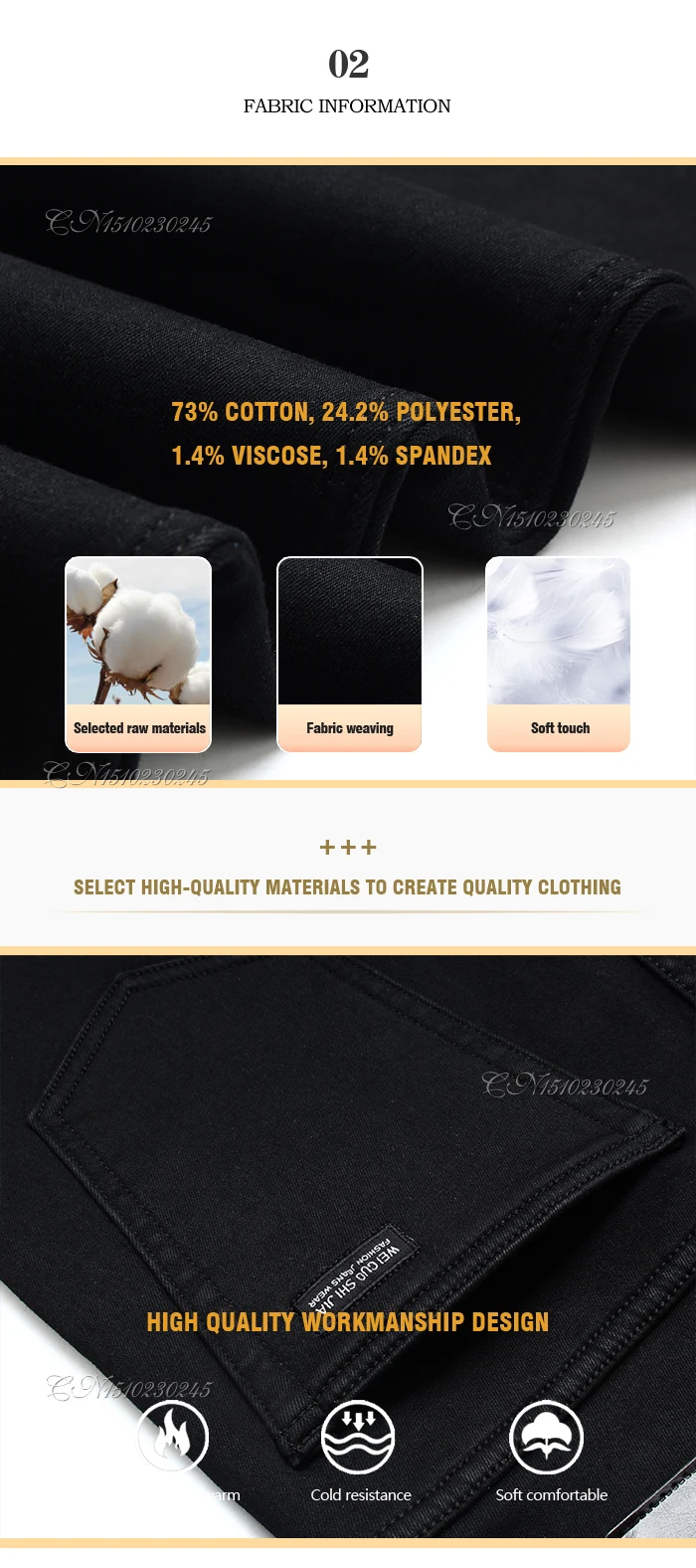 Men's Stretch Black Jeans Classic Style Business Fashion Pure Black Slim-fit Denim Pants Male Brand Casual Trousers Men's Stretch Black Jeans Classic Style Business Fashion Pure Black Slim-fit Denim Pants Male Brand Casual Trousers
