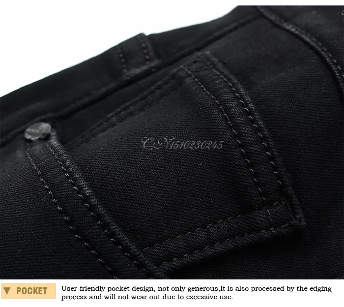 Men's Stretch Black Jeans Classic Style Business Fashion Pure Black Slim-fit Denim Pants Male Brand Casual Trousers Men's Stretch Black Jeans Classic Style Business Fashion Pure Black Slim-fit Denim Pants Male Brand Casual Trousers