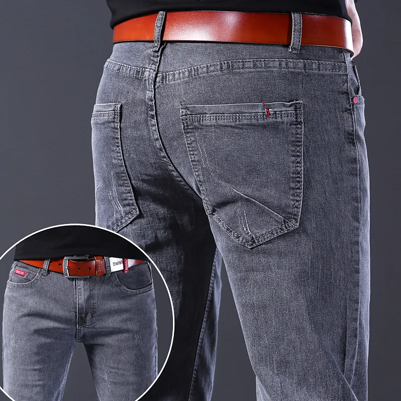 Alternative view of 2024 New Fashion Jeans Men Korean Style Straight Grey Middle  Waist Pants Male Casual Denim Trousers