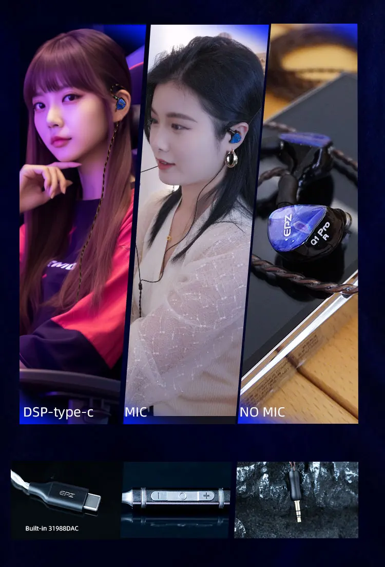 EPZ Q1 Pro Yunshuilan Earphones Wired HIFI Bass Earbuds IEM In Ear Gaming Headphones 0.78 2 Pin Detachable Cable Earbuds EPZ Q1 Pro Yunshuilan Earphones Wired HIFI Bass Earbuds IEM In Ear Gaming Headphones 0.78 2 Pin Detachable Cable Earbuds
