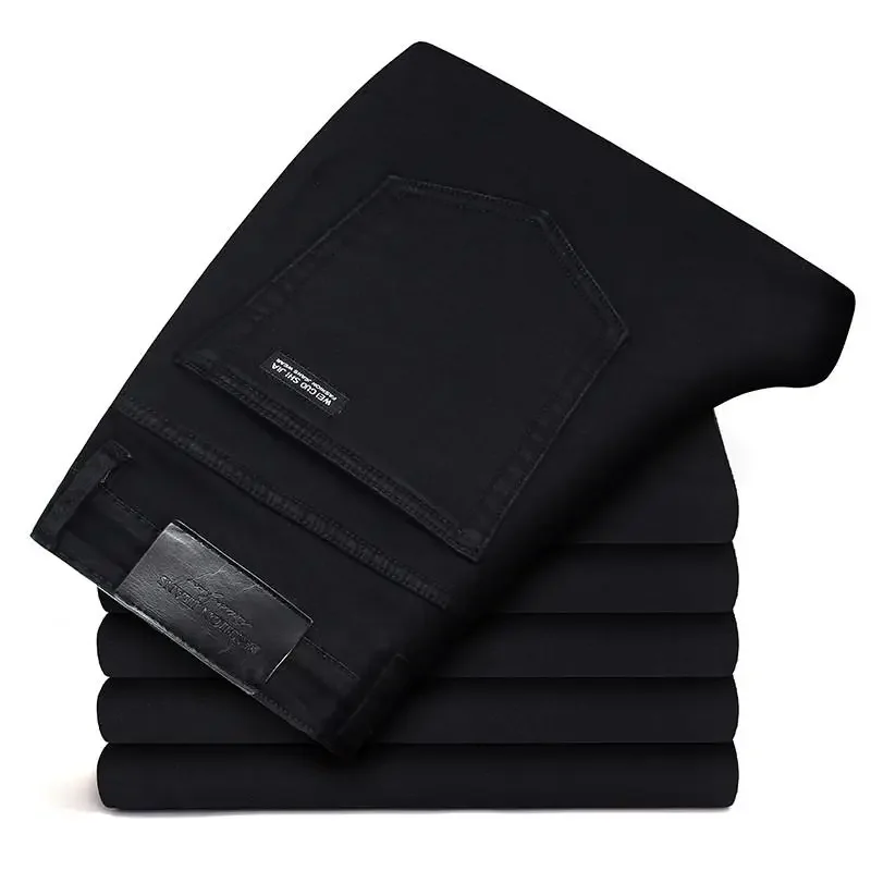 Alternative view of 2023 Men's Stretch Black Jeans Classic Style Business Fashion Pure Slim-fit Denim Pants Male Brand Casual Trousers