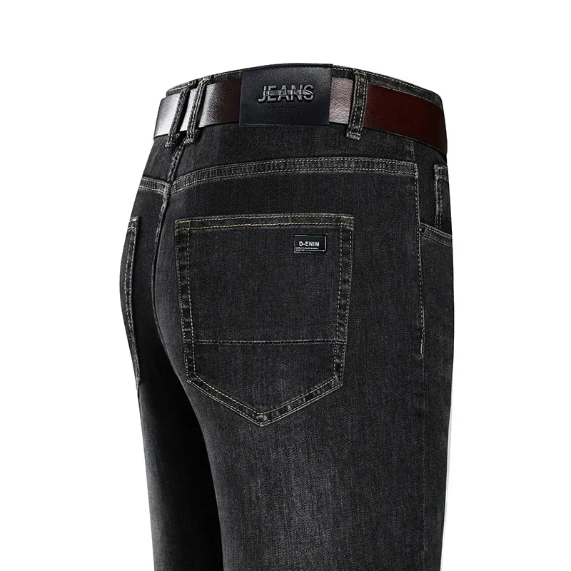 Alternative view of 2023 Spring Autumn New Quality Clothes Men's High Waist Fit Straight Jeans Classic Vintage Business Casual Cotton Trousers Pants