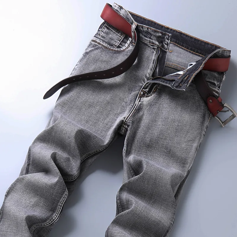 Alternative view of 2022 New Men's Stretch Regular Fit Jeans Business Casual Classic Style Fashion Denim Trousers Male Black Blue Gray Pants