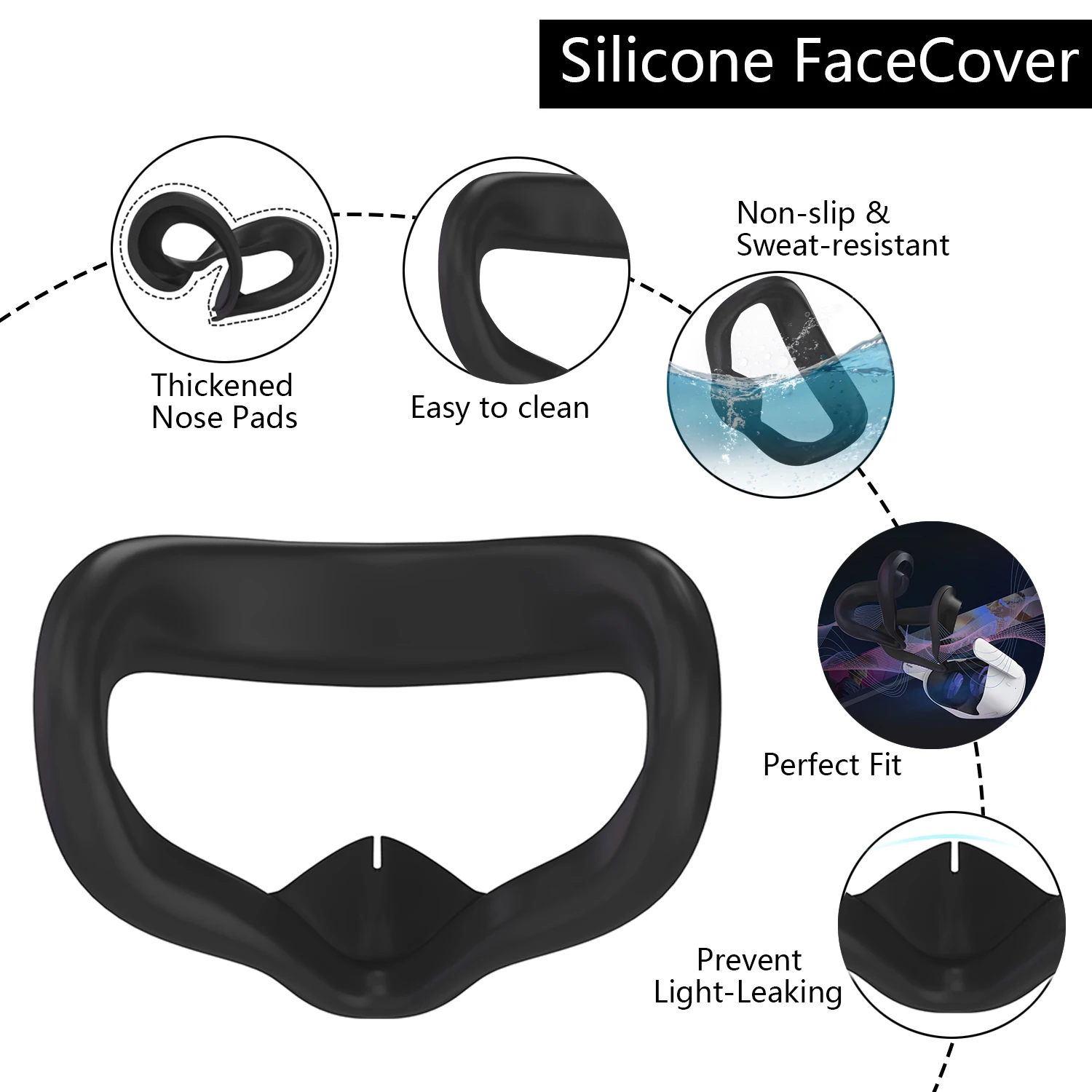 Alternative view of Silicone Protective Cover Shell Case For Oculus Quest 2 VR Headset Head Face Cover Eye Pad Handle Grip Button Cap VR Accessories