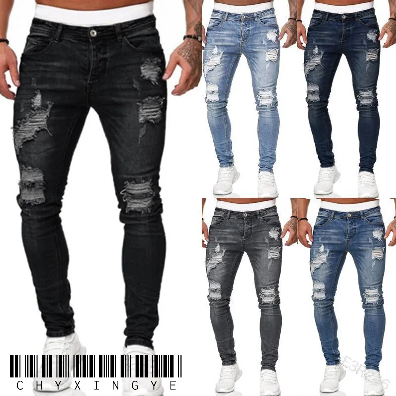 Men Pants Fashion Men Casual Pants Stretch Jeans Skinny Work Trousers Male Vintage Wash Plus Size Jean Slim Fit for Men Clothing