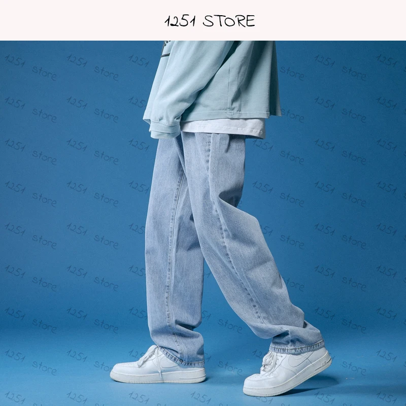 Straight Jeans Men Wide Jeans White Loose Denim Trousers Neutral Jean Streetwear Casual Pure Man Women Pants Hip Hop Bagy jeans - Image 4