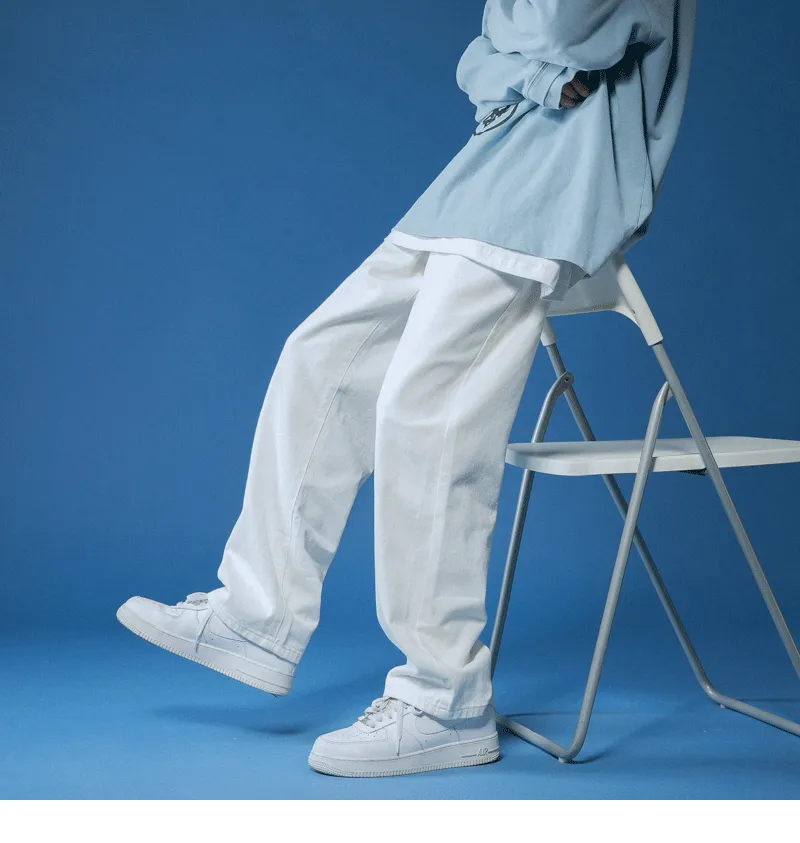 Straight Jeans Men Wide Jeans White Loose Denim Trousers Neutral Jean Streetwear Casual Pure Man Women Pants Hip Hop Bagy jeans Straight Jeans Men Wide Jeans White Loose Denim Trousers Neutral Jean Streetwear Casual Pure Man Women Pants Hip Hop Bagy jeans