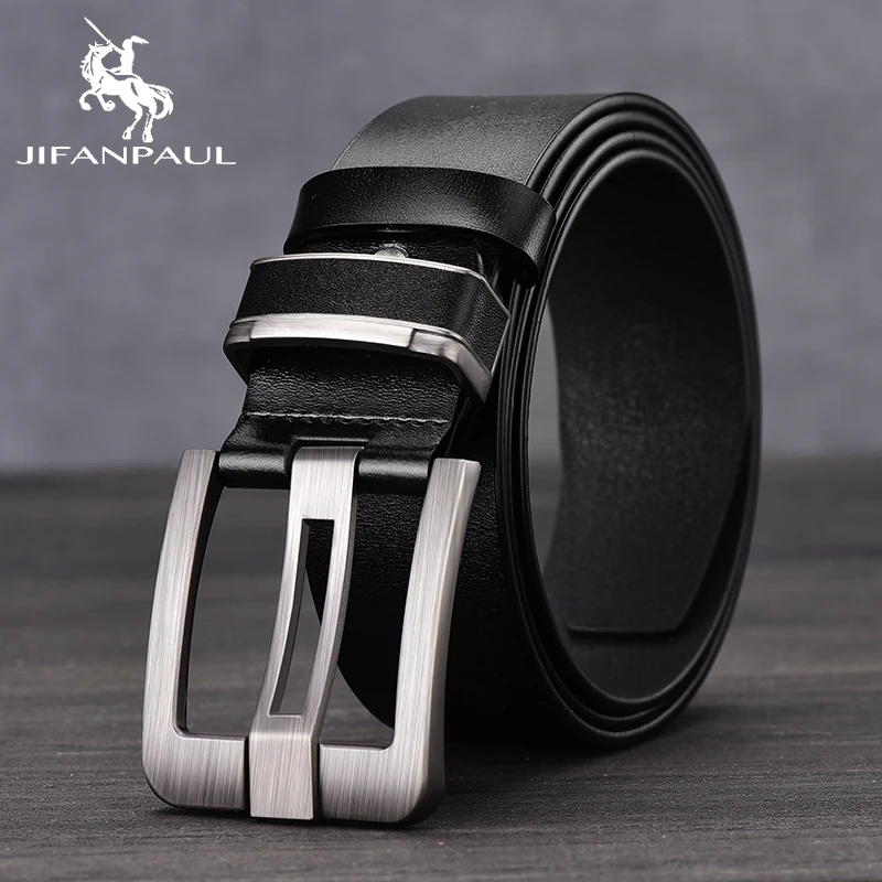 Alternative view of New Leather Cowhide Men's Belt Fashion Metal Alloy Pin Buckle Adult Luxury Brand Jeans Business Casual Waist Male Strap Brand