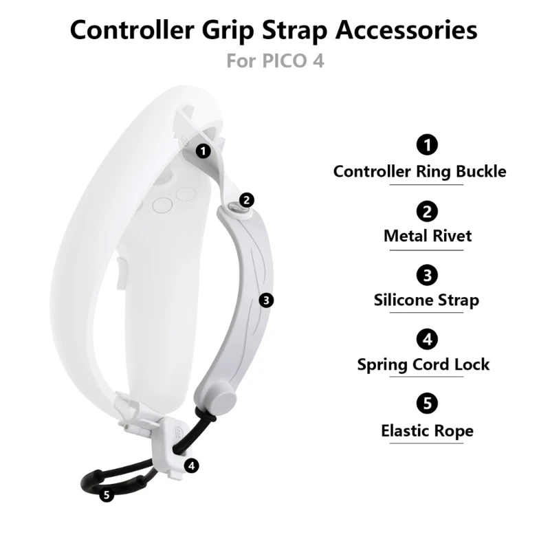 Alternative view of Anti-Throw VR Adjustable Handle Grip Straps Accessories for Pico 4 VR Gaming Headset Controller Belts Soft TPU Handle Straps