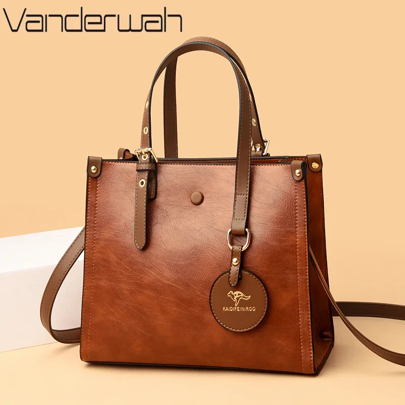 Alternative view of 3 Layers Casual Luxury Vintage Ladies Tote Hand Bag