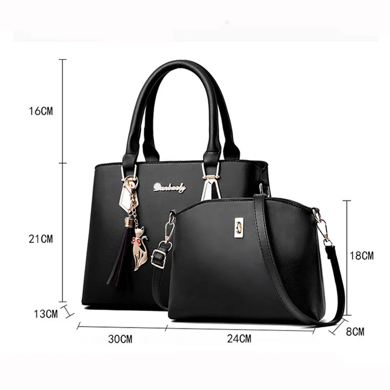 Alternative view of 2 pcs/set Women's Handbag Exquisite Pendant PU Shoulder Bag For Women