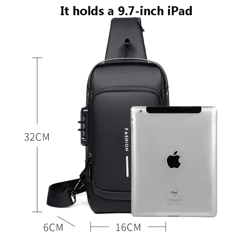 Alternative view of Men's Multifunction Anti-theft USB Shoulder Bag