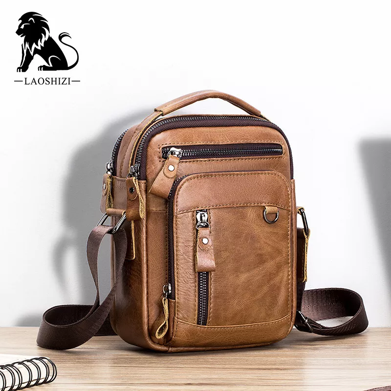 Genuine Leather Men Messager Shoulder Bag