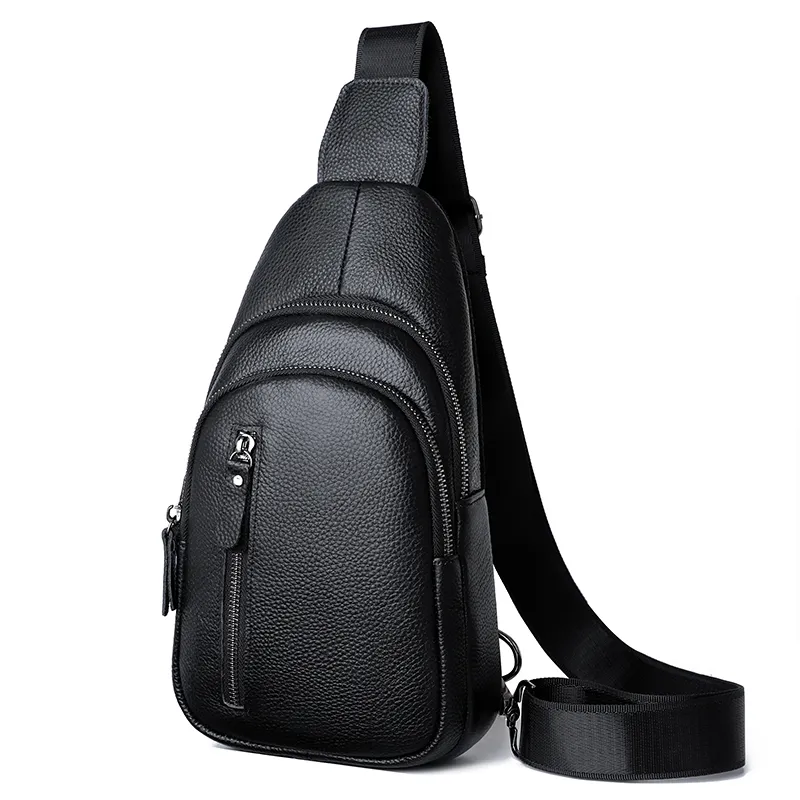 Genuine Leather Men Chest Shoulder Bag