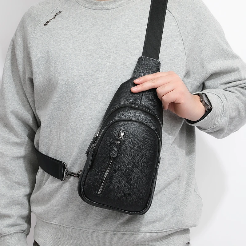 Alternative view of Genuine Leather Men Chest Shoulder Bag
