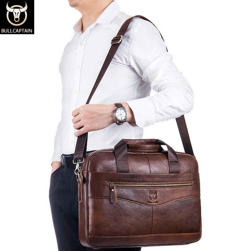 Alternative view of 14 inches Genuine Leather Briefcase Shoulder Messenger Bag