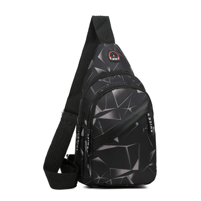 Men's Chest Bags Geometric Print Oxford Cloth Casual Crossbody Bag Sports Travel Outdoor Chest Shoulder Bags