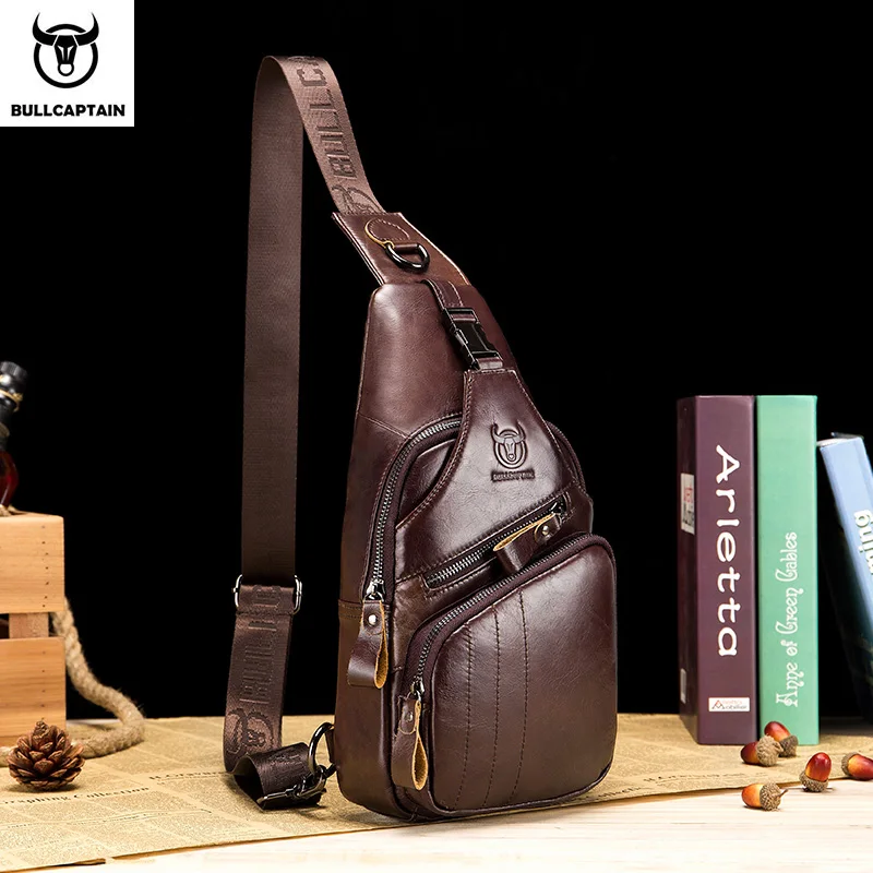 Genuine Leather Chest Bag Men Fashion Style
