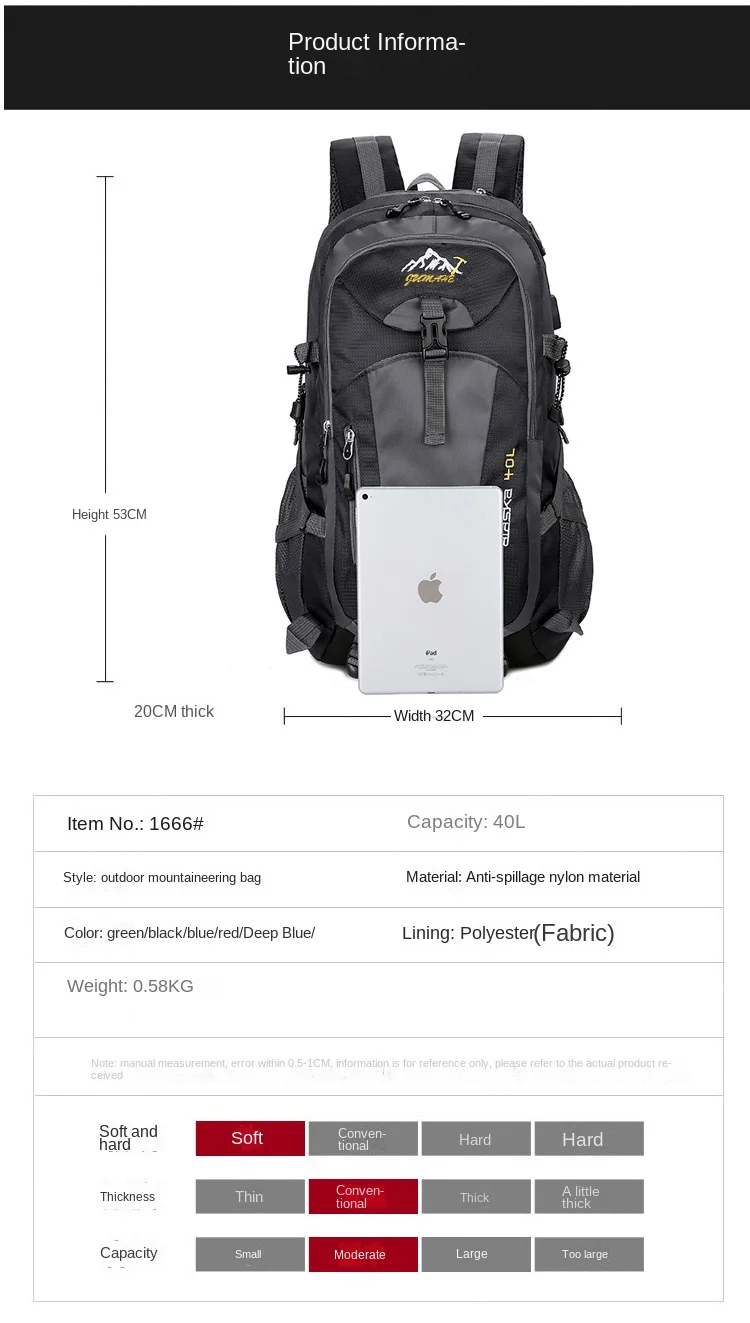 New Men Backpack Nylon Waterproof Casual Outdoor Travel Backpack Ladies Hiking Camping Mountaineering Bag Youth Sports Bags