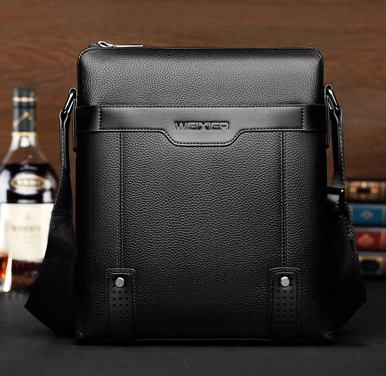 WEIXIER Brand Men's Shoulder Bag Fashion Vintage PU Leather Casual Large Capacity Backpack Messenger Male Crossbody bag Business