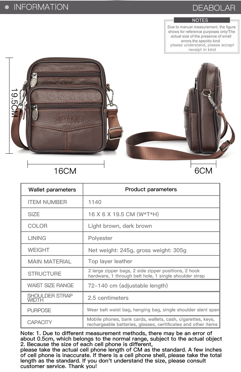 Alternative view of Men Genuine Leather Crossbody Vertical Trendy Bag