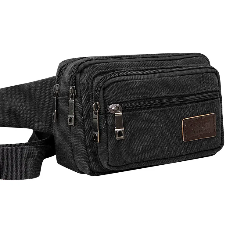 Canvas Waist Bag Outdoor Sports Multifunctional Male Waist Pack High Quality Durable High-capacity Bags Portable Phone Purse