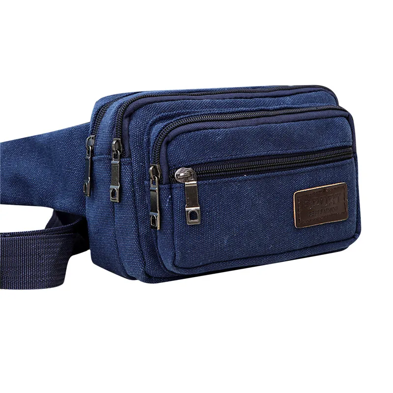 Canvas Waist Bag Outdoor Sports Multifunctional Male Waist Pack High Quality Durable High-capacity Bags Portable Phone Purse